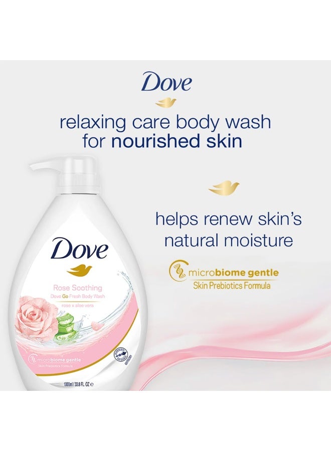 Dove Soothing Rose & Aloe Vera Body Wash for Replenished Skin, Refreshing Scent 1000ml - Image 3
